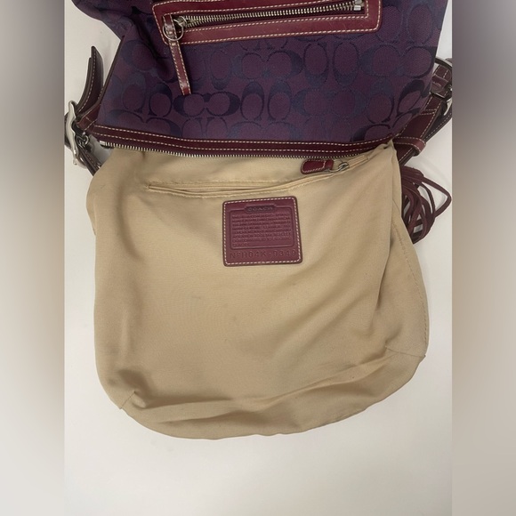 COACH SLIM DUFFLE signature Crossbody Suede Hobo F04K-9349 Plum Purple - Picture 13 of 16